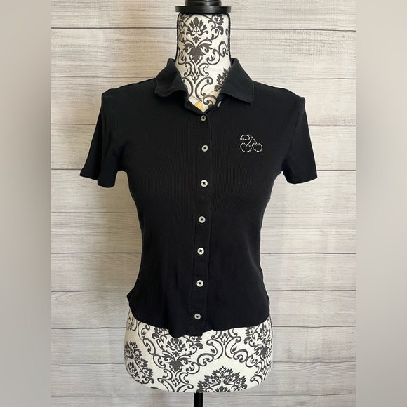 Derek Heart Tops - Derek Heart | Black Fitted Polo Button Down Shirt